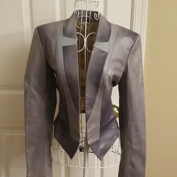 Gorgeous multicolored gray leather jacket XS - Picture 1 of 9